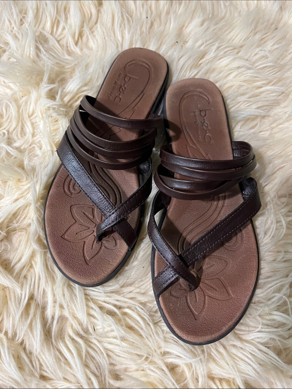 b.o.c. Women's Dark Brown Multi-Strap Slide Sandals